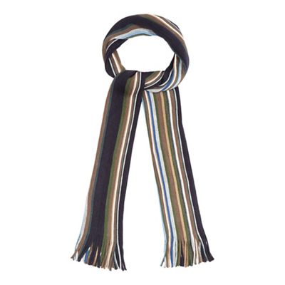 Blue irregular stripe fringe scarf